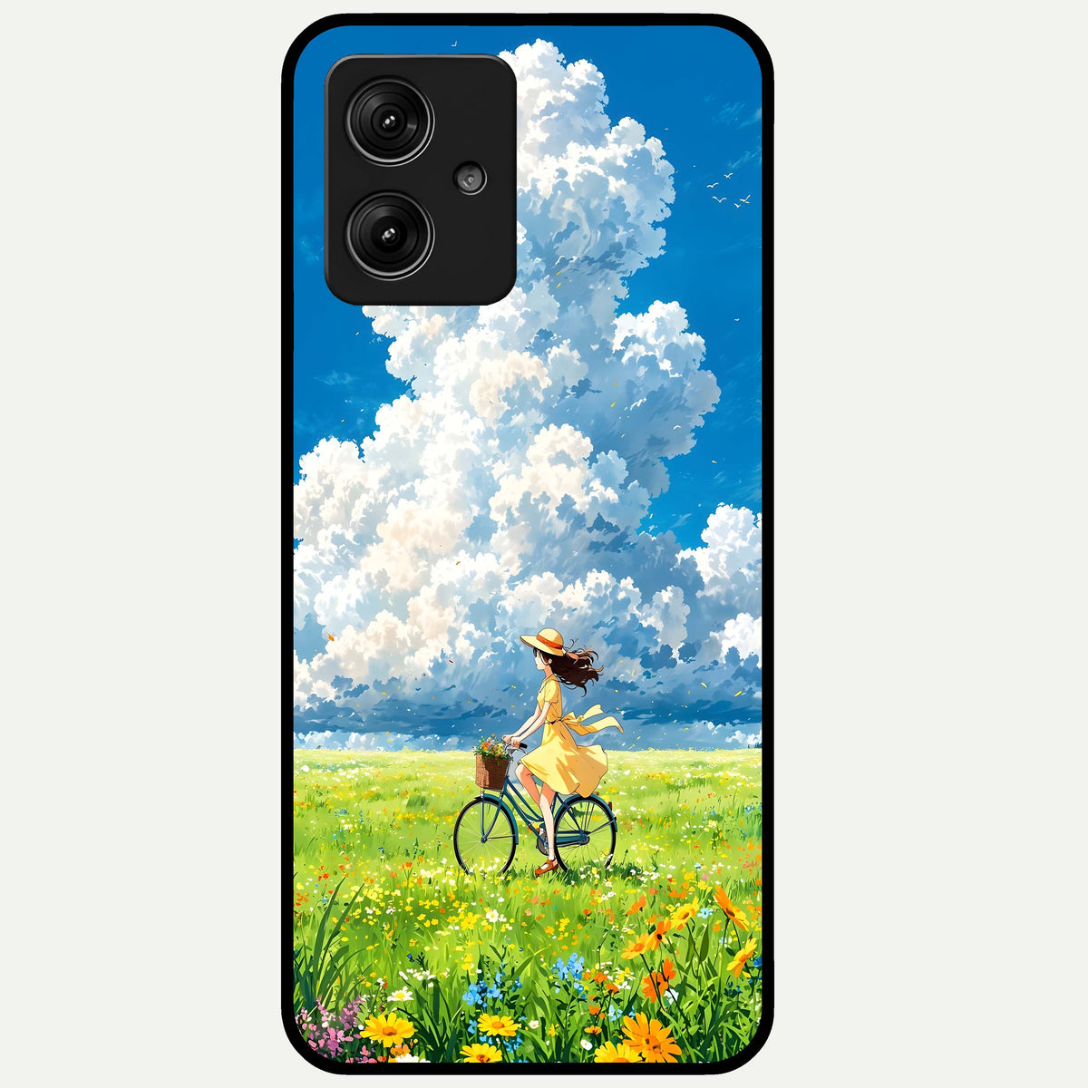  Breezy Meadow Ride Glass Case For Moto G54 back cover – full design glossy printed glass finish