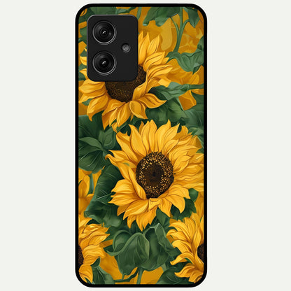  Bright Sunflower Bloom Glass Case For Moto G54 back cover – full design glossy printed glass finish