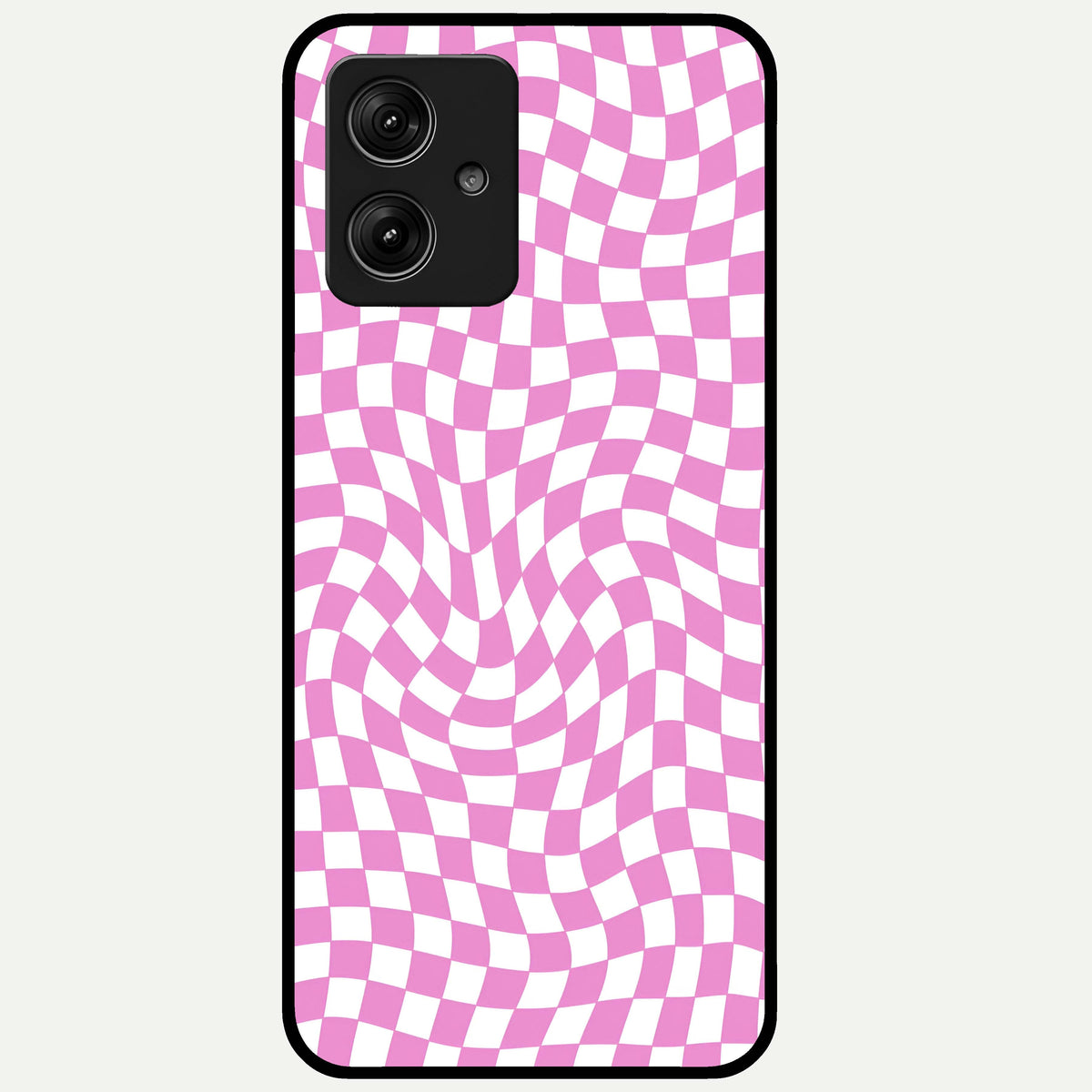  Bubblegum Check Wave Glass Case For Moto G54 back cover – full design glossy printed glass finish