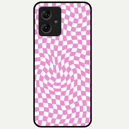  Bubblegum Check Wave Glass Case For Moto G54 back cover – full design glossy printed glass finish