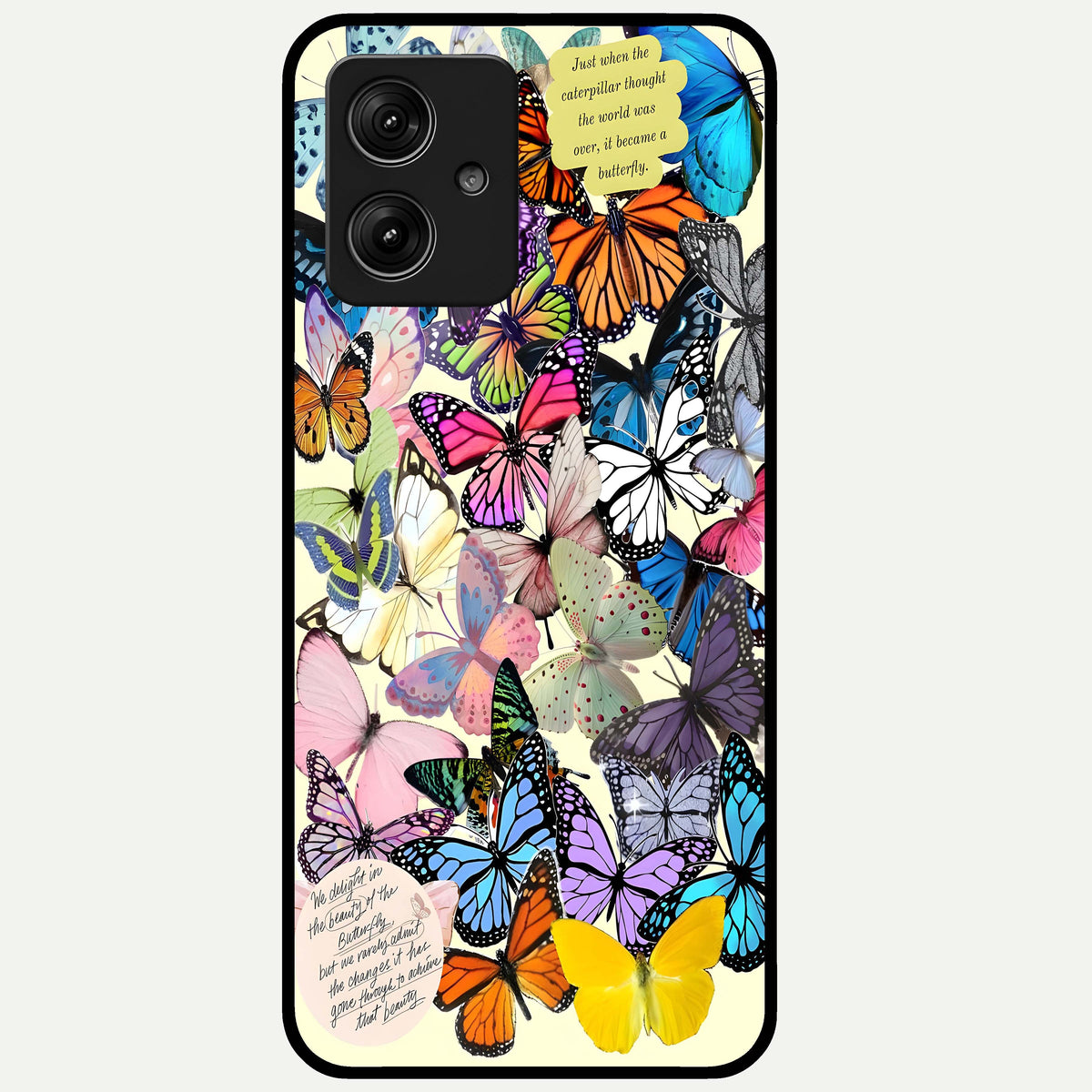  Butterflies Petal Dream Glass Case For Moto G54 back cover – full design glossy printed glass finish