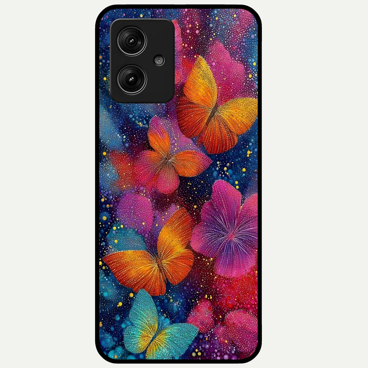  Butterfly Dream Mist Glass Case For Moto G54 back cover – full design glossy printed glass finish