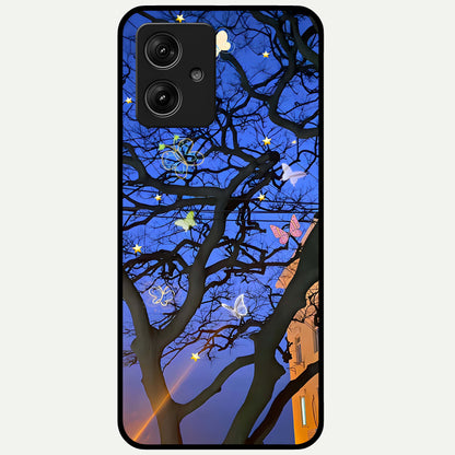  Butterfly Night Magic Glass Case For Moto G54 back cover – full design glossy printed glass finish