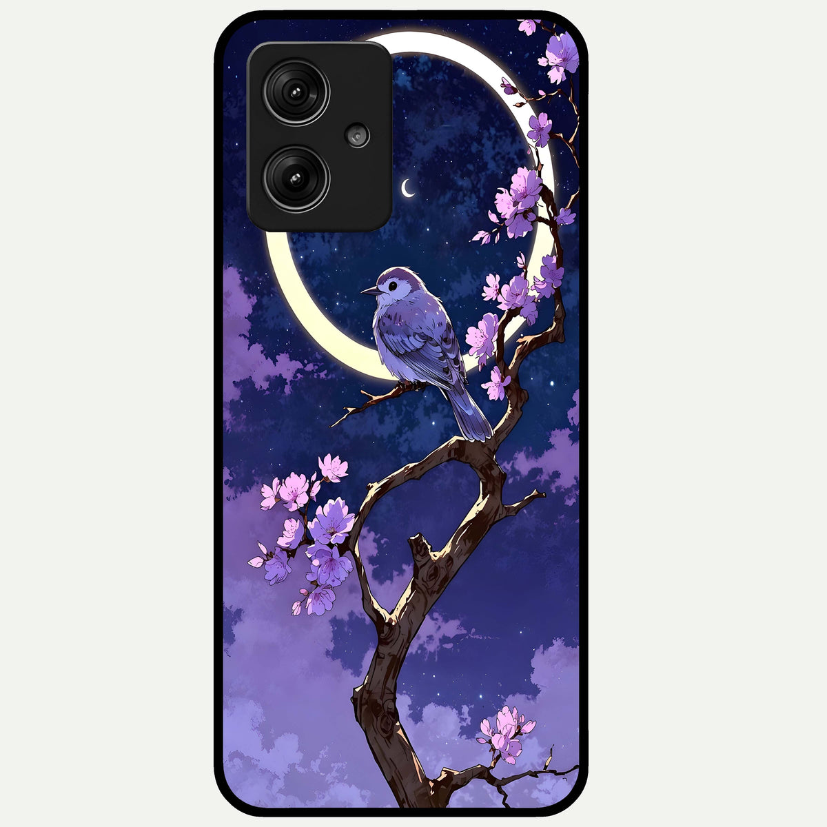  Celestial Bird Blossom Glass Case For Moto G54 back cover – full design glossy printed glass finish