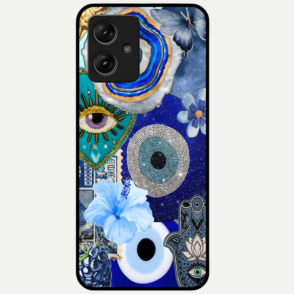  Celestial Blue Vision Glass Case For Moto G54 back cover – full design glossy printed glass finish