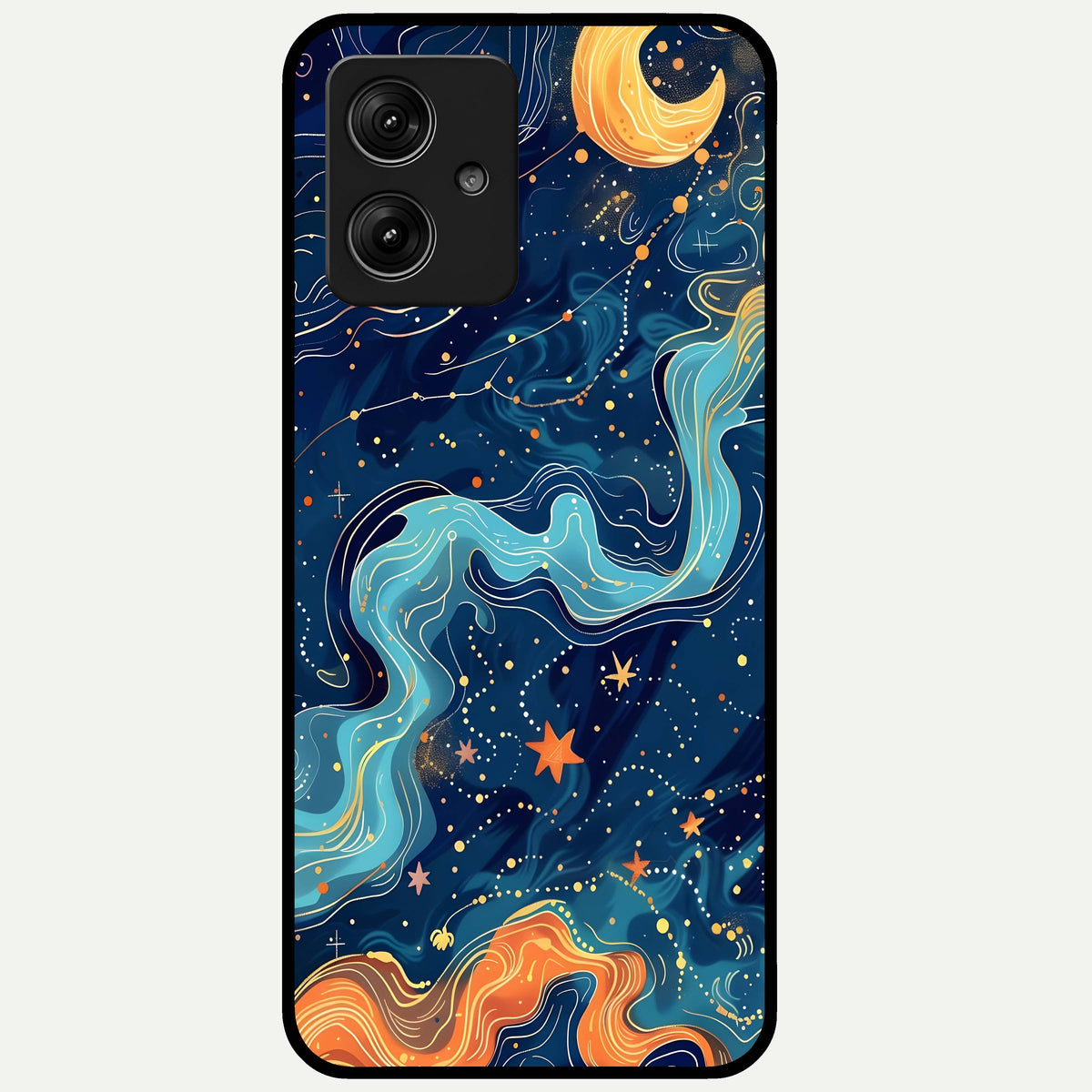  Celestial Dream Flow Glass Case For Moto G54 back cover – full design glossy printed glass finish