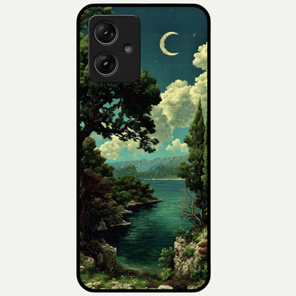  Celestial Lake Peace Glass Case For Moto G54 back cover – full design glossy printed glass finish