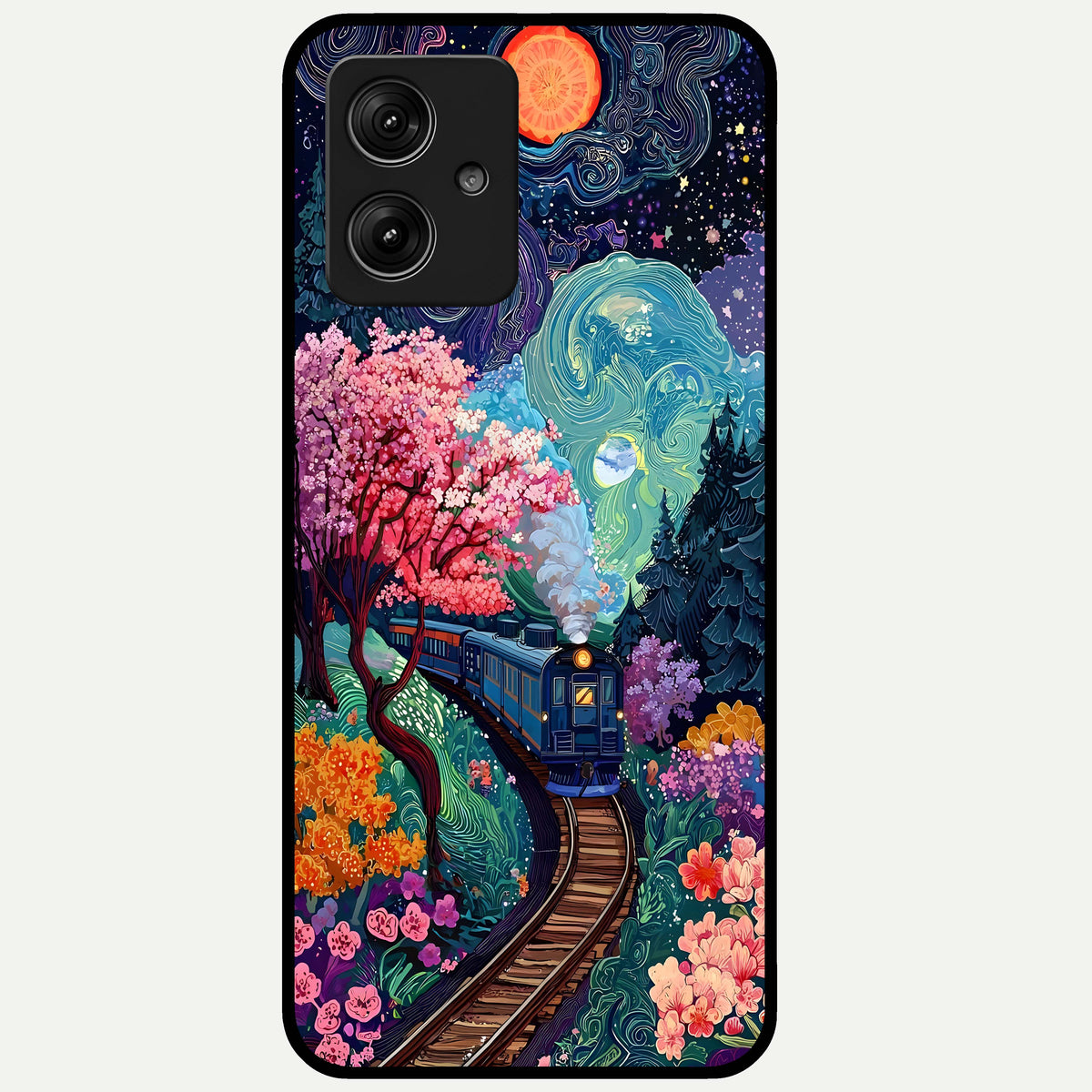 Celestial Train Journey Glass Case For Moto G54 back cover – full design glossy printed glass finish