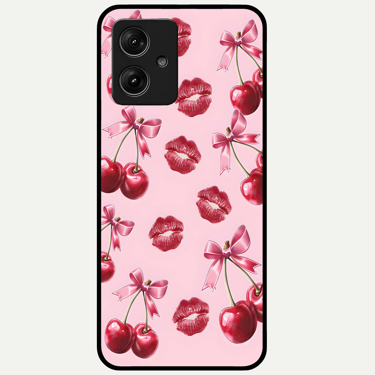  Cherry With Lips Glass Case For Moto G54 back cover – full design glossy printed glass finish