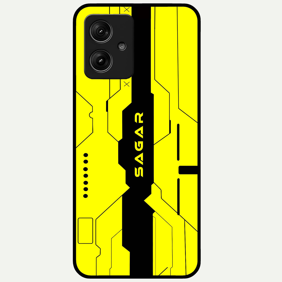  Circuit CYBERPUNK Custom Name Glass Case For Moto G54 back cover – full design glossy printed glass finish