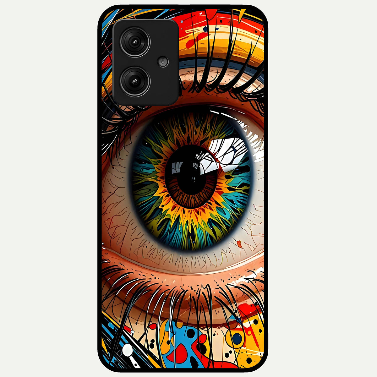  Colorful Eye Glass Case For Moto G54 back cover – full design glossy printed glass finish