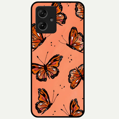  Coral Wing Butterfly Glass Case For Moto G54 back cover – full design glossy printed glass finish