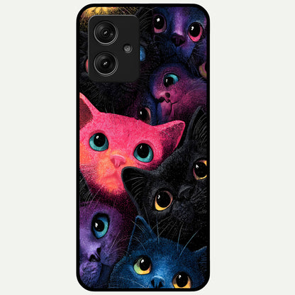  Cosmic Cats Dreams Glass Case For Moto G54 back cover – full design glossy printed glass finish