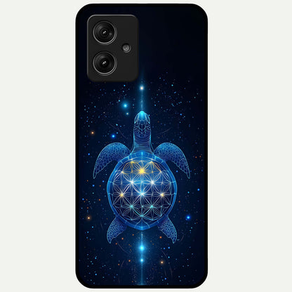  Crimson Blue Turtle Glass Case For Moto G54 back cover – full design glossy printed glass finish