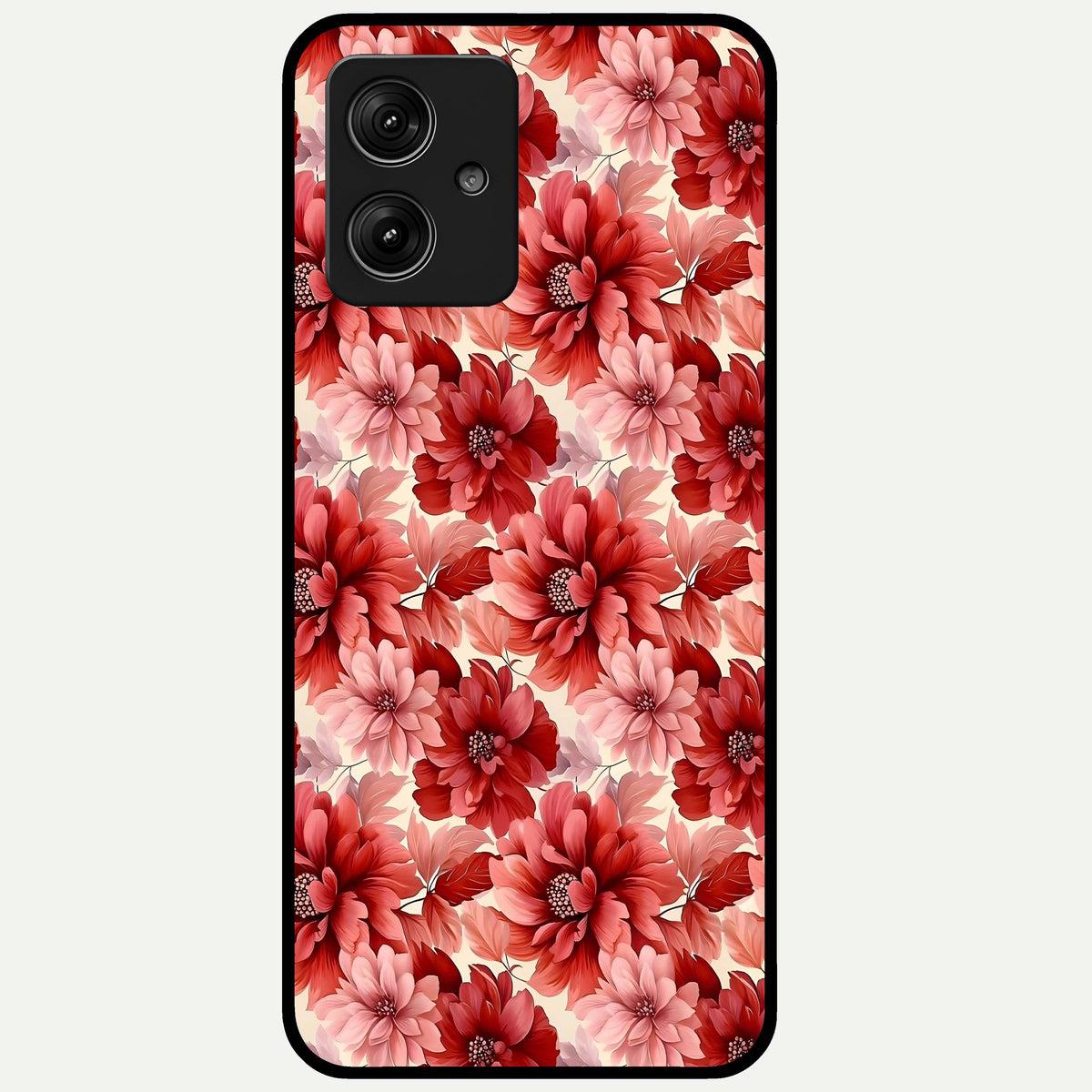  Crimson Love Petals Glass Case For Moto G54 back cover – full design glossy printed glass finish