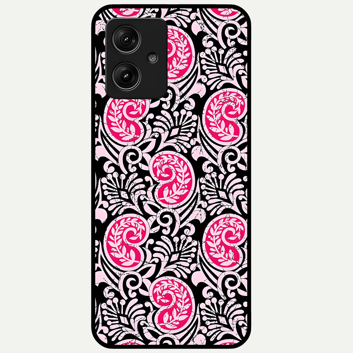  Crimson Paisley Charm Glass Case For Moto G54 back cover – full design glossy printed glass finish