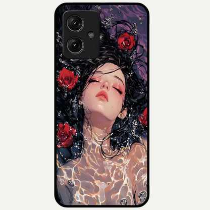  Crimson Rose Serenity Glass Case For Moto G54 back cover – full design glossy printed glass finish