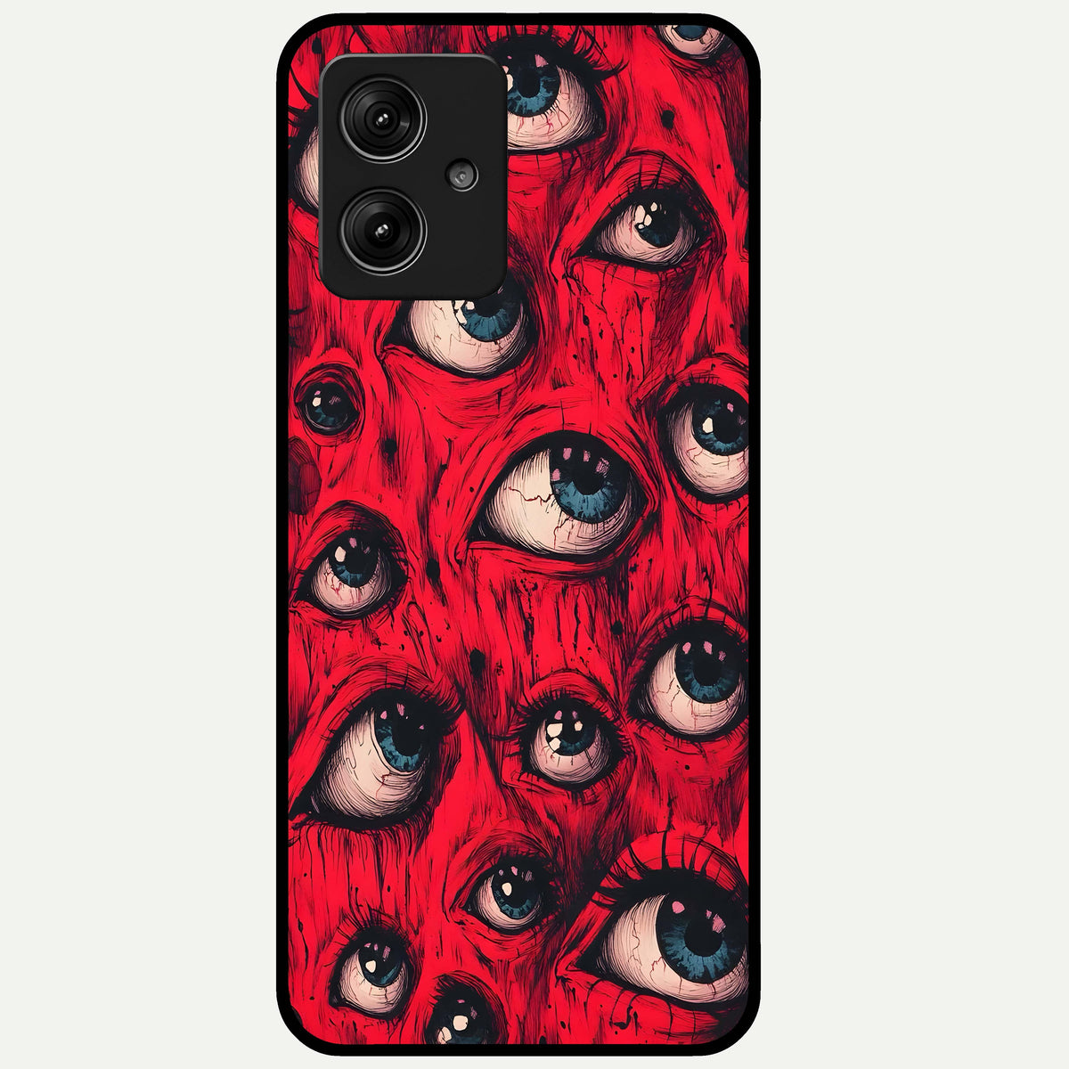  Crimson Watch Eyes Glass Case For Moto G54 back cover – full design glossy printed glass finish