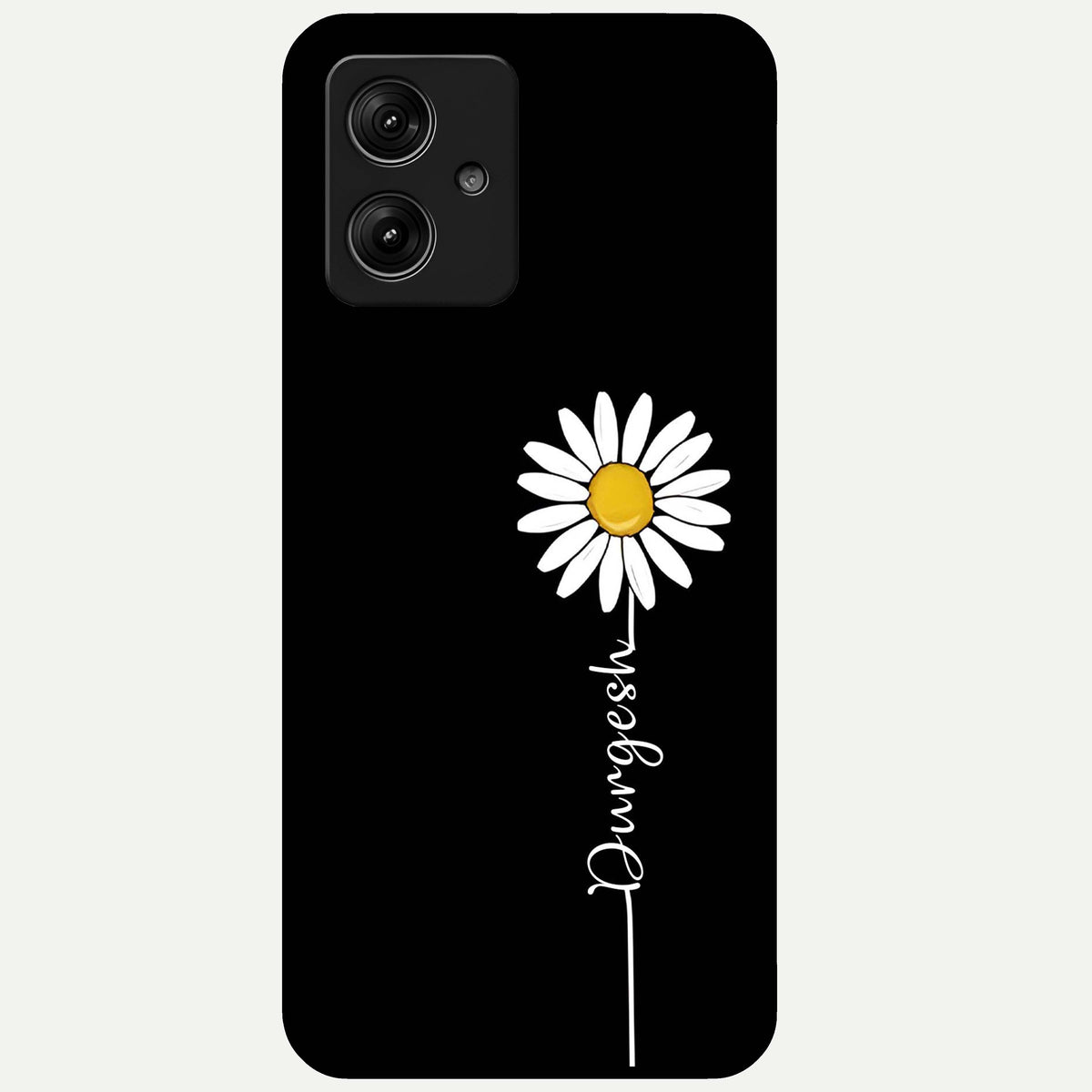  Custom Name White Flower Glass Case For Moto G54 back cover – full design glossy printed glass finish