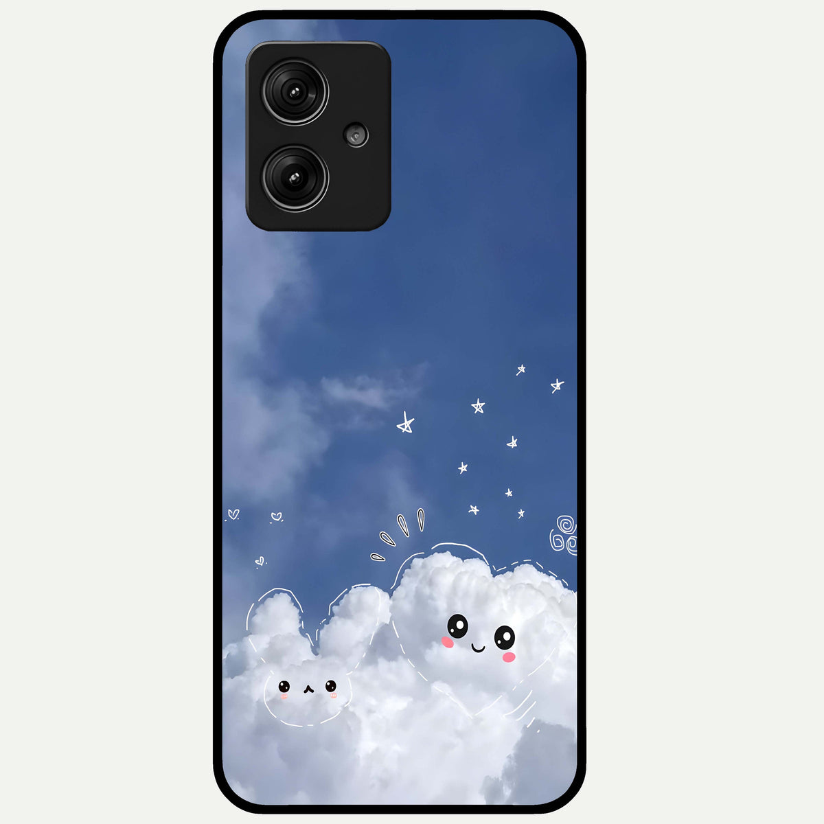  Cute Blossom Cloud Glass Case For Moto G54 back cover – full design glossy printed glass finish