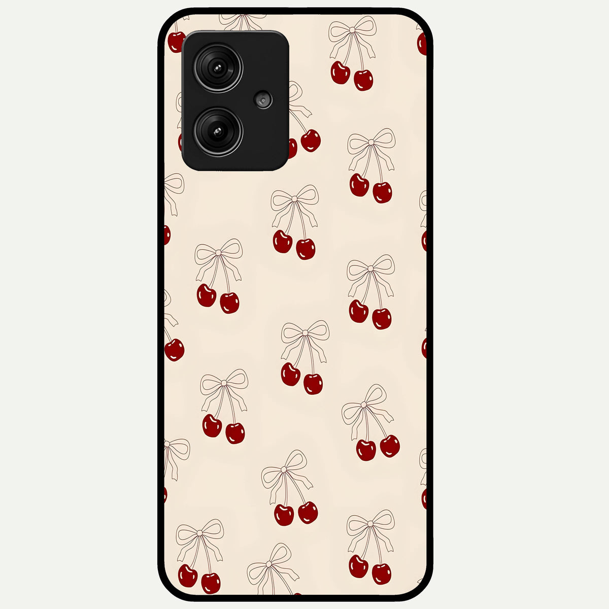  Cute Cherry Pattern Glass Case For Moto G54 back cover – full design glossy printed glass finish