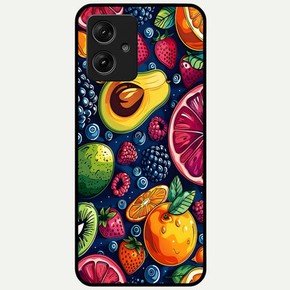  Cute Fruits Art Glass Case For Moto G54 back cover – full design glossy printed glass finish