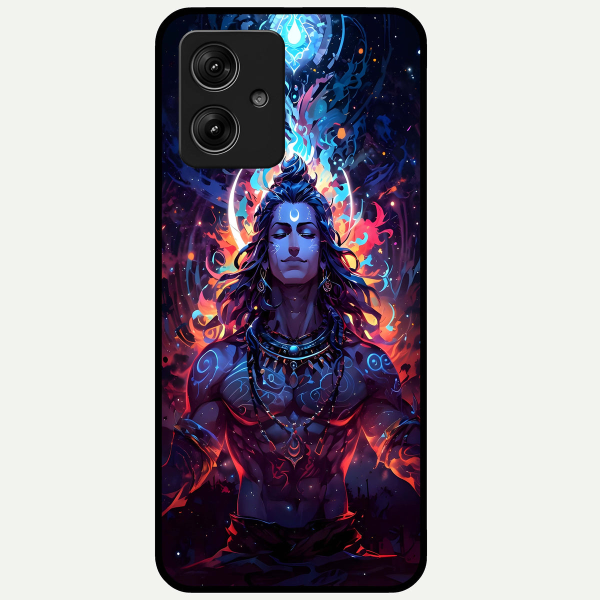  Divine Fire Shiv Glass Case For Moto G54 back cover – full design glossy printed glass finish