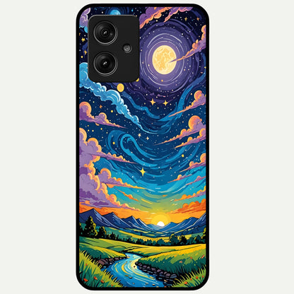  Dreamy Night Landscape Glass Case For Moto G54 back cover – full design glossy printed glass finish