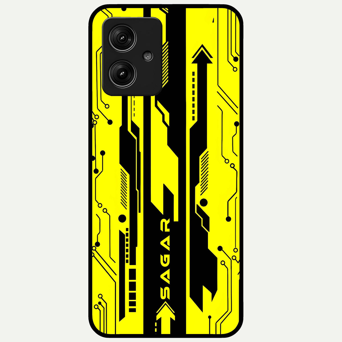  Electric Pulse CYBERPUNK Custom Name Glass Case For Moto G54 back cover – full design glossy printed glass finish