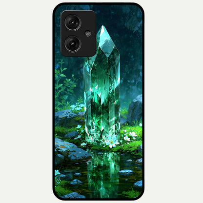  Emerald Light Crystal Glass Case For Moto G54 back cover – full design glossy printed glass finish