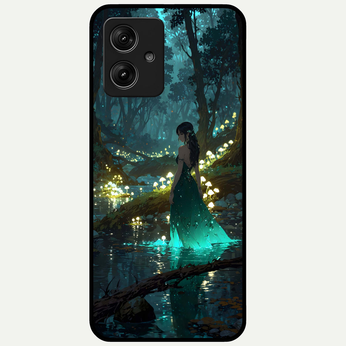  Enchanted Forest Glow Glass Case For Moto G54 back cover – full design glossy printed glass finish
