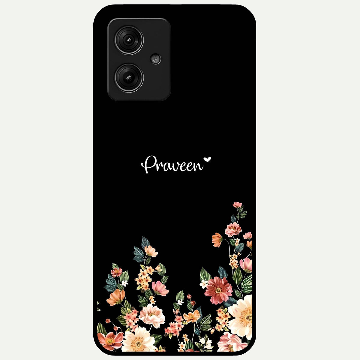  Floral Design Personalized Custom Name Glass Case For Moto G54 back cover – full design glossy printed glass finish