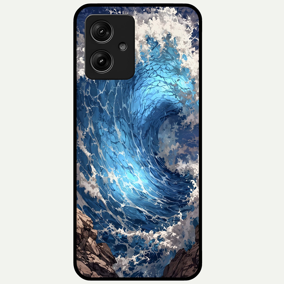  Giant Ocean Wave Glass Case For Moto G54 back cover – full design glossy printed glass finish