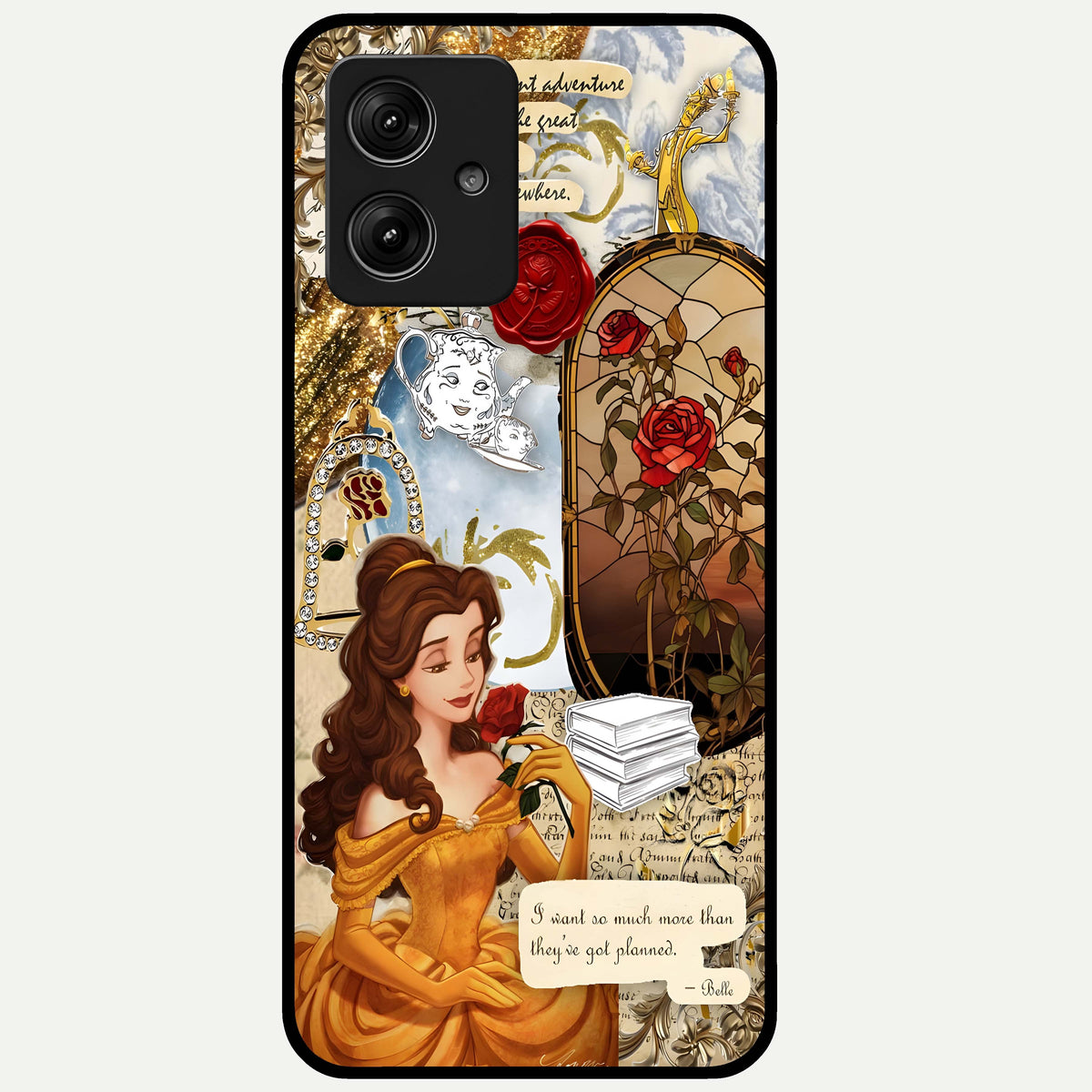  Golden Dream Belle Glass Case For Moto G54 back cover – full design glossy printed glass finish
