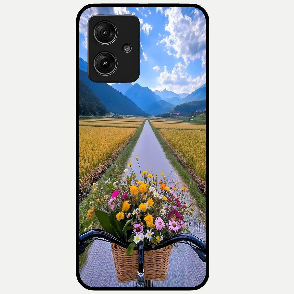  Golden Field Journey Glass Case For Moto G54 back cover – full design glossy printed glass finish