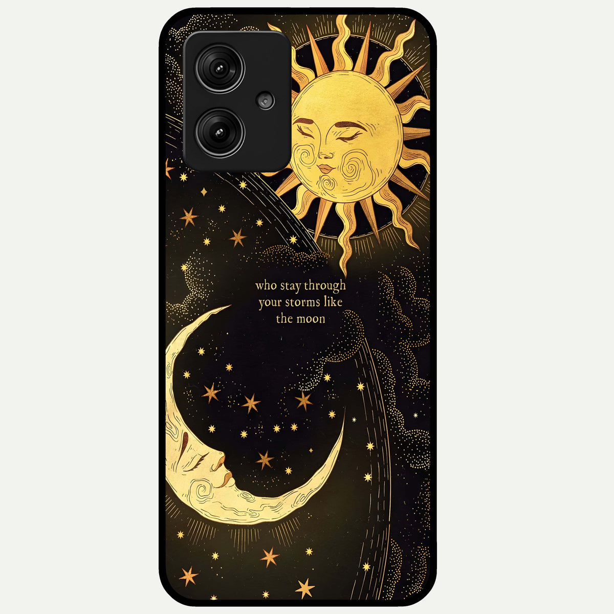  Golden Lunar Love Glass Case For Moto G54 back cover – full design glossy printed glass finish