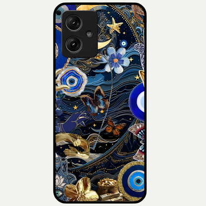  Golden Moon Magic Glass Case For Moto G54 back cover – full design glossy printed glass finish