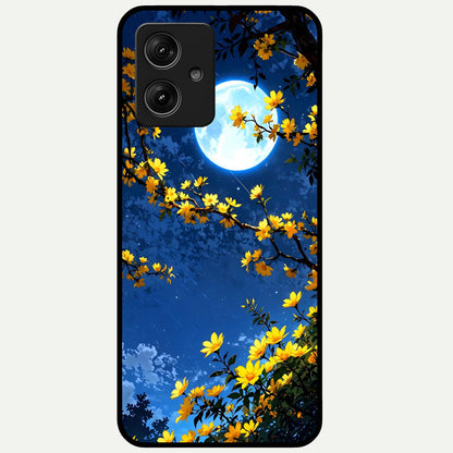  Golden Night Glow Glass Case For Moto G54 back cover – full design glossy printed glass finish
