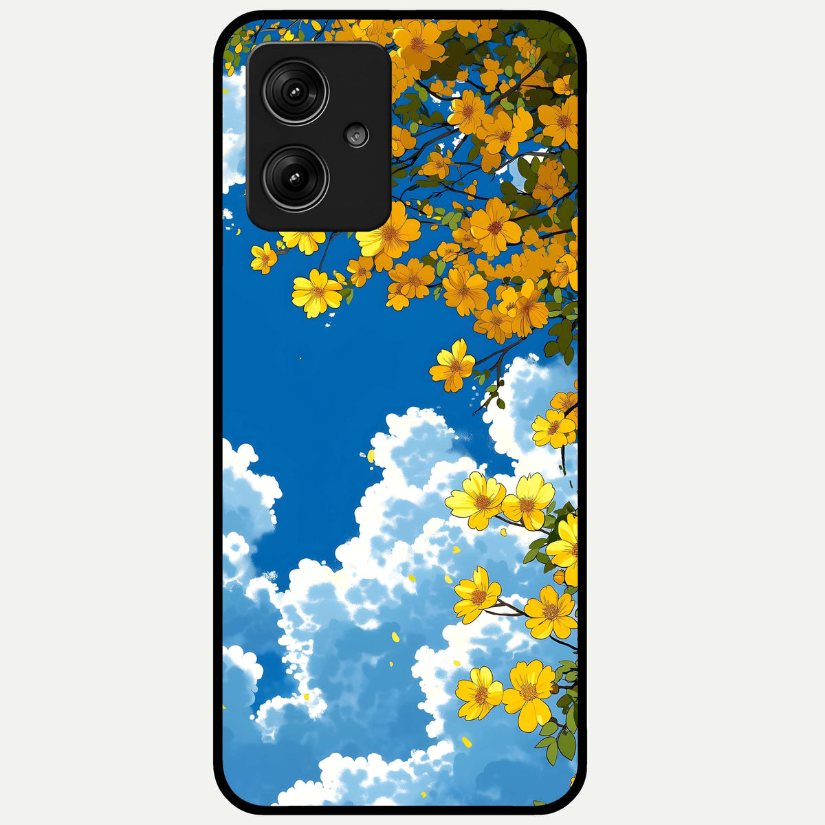  Golden Petal Sky Glass Case For Moto G54 back cover – full design glossy printed glass finish