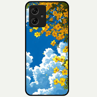  Golden Petal Sky Glass Case For Moto G54 back cover – full design glossy printed glass finish