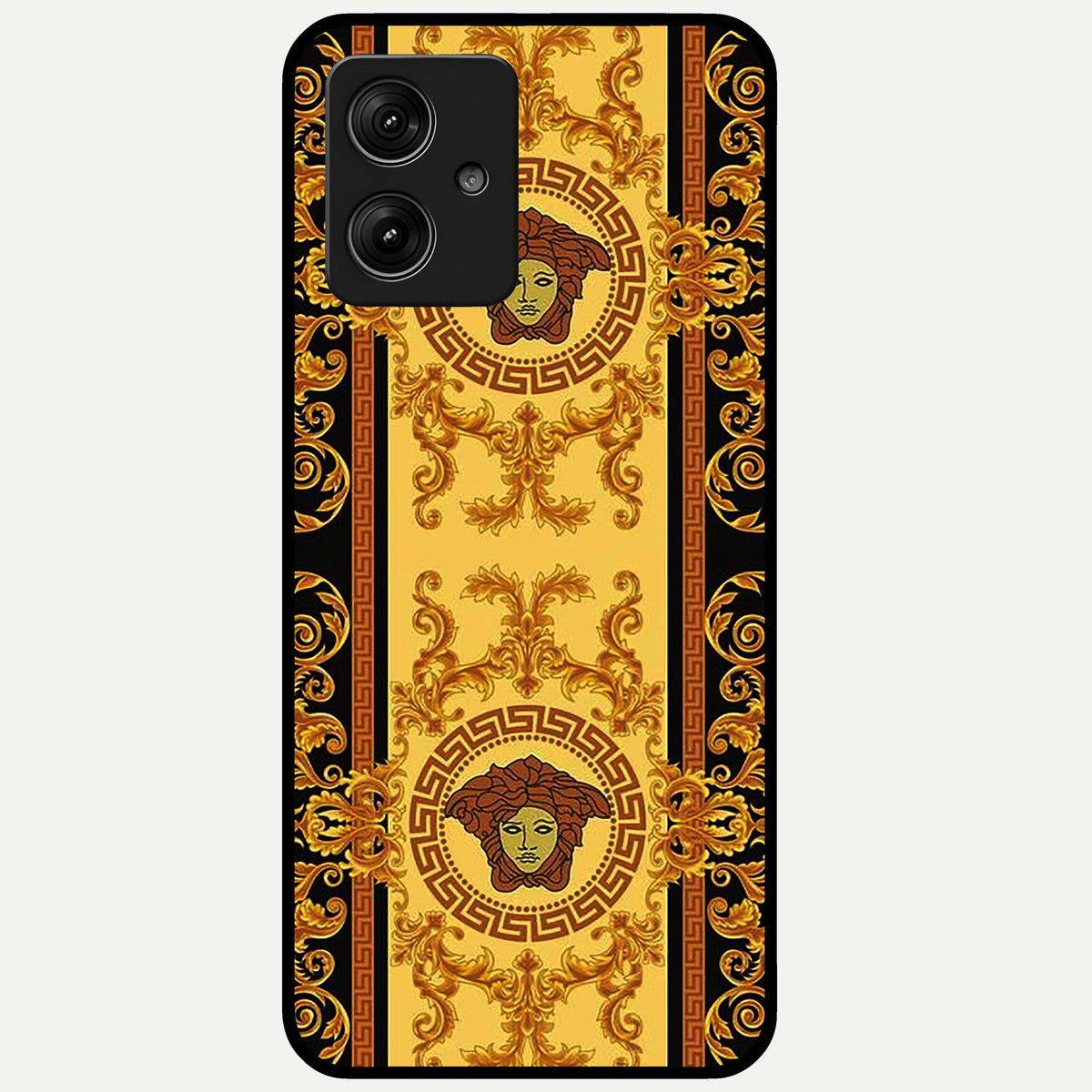  Golden Royal Heritage Glass Case For Moto G54 back cover – full design glossy printed glass finish