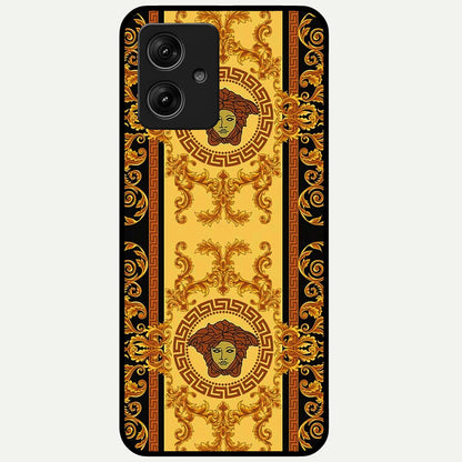  Golden Royal Heritage Glass Case For Moto G54 back cover – full design glossy printed glass finish
