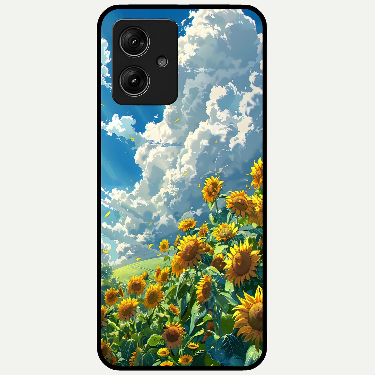  Golden Sun Glory Glass Case For Moto G54 back cover – full design glossy printed glass finish