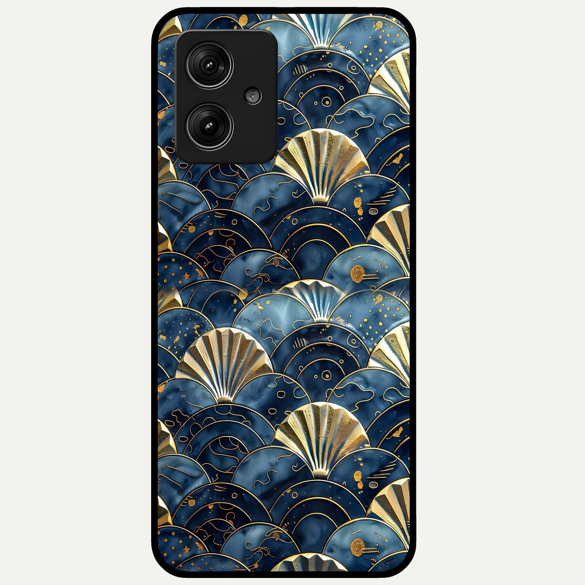  Golden Wave Luxe Glass Case For Moto G54 back cover – full design glossy printed glass finish
