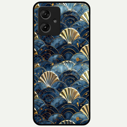  Golden Wave Luxe Glass Case For Moto G54 back cover – full design glossy printed glass finish