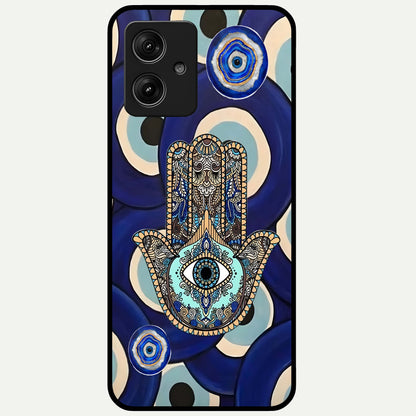  Hamsa Divine Guard Glass Case For Moto G54 back cover – full design glossy printed glass finish