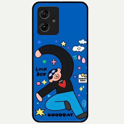  Happy Luck Vibe Glass Case For Moto G54 back cover – full design glossy printed glass finish