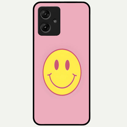  Happy Pink Mood Glass Case For Moto G54 back cover – full design glossy printed glass finish