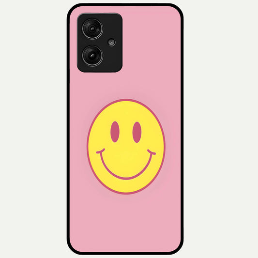  Happy Pink Mood Glass Case For Moto G54 back cover – full design glossy printed glass finish