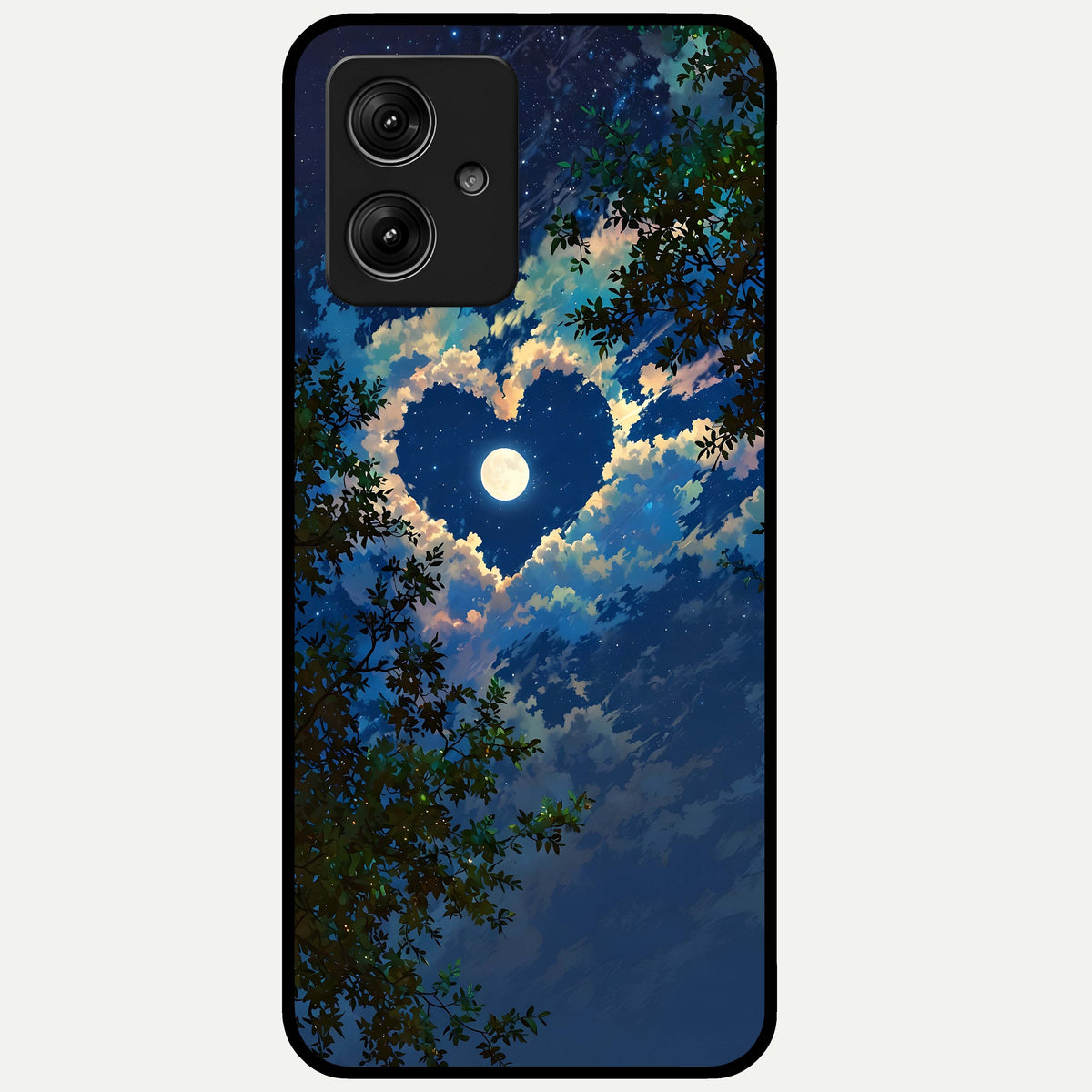  Heart With Moon Sky Glass Case For Moto G54 back cover – full design glossy printed glass finish